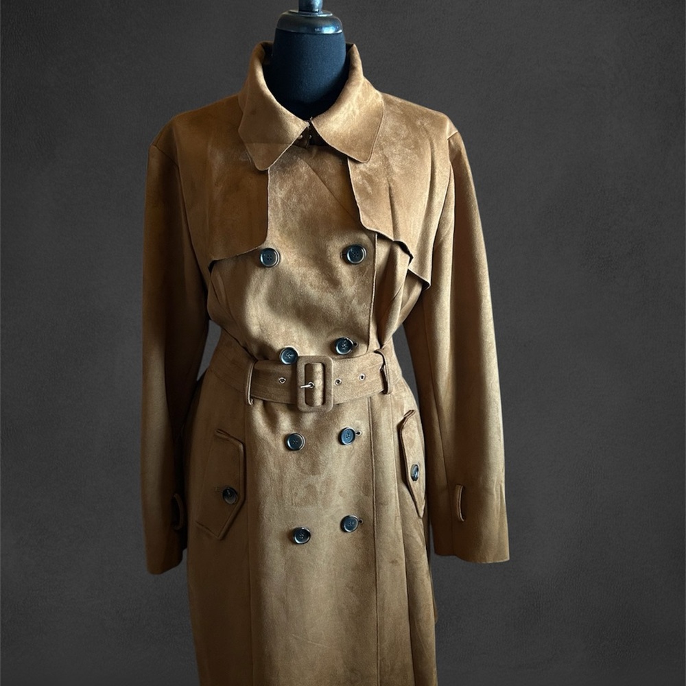 New York and Company Chic Brown Trench Coat EUC Size XL - Picture 11 of 14